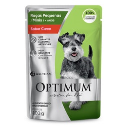 Ração Úmida OPTIMUM™ Sachê para Cães Adultos Raças Pequenas e Minis Sabor Carne 100g image