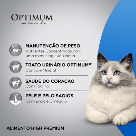 Ração OPTIMUM™ para Gatos Adultos Castrados Sabor Frango image 1