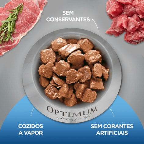 Ração Úmida OPTIMUM™ Sachê para Cães Adultos Sabor Carne 100g image 1