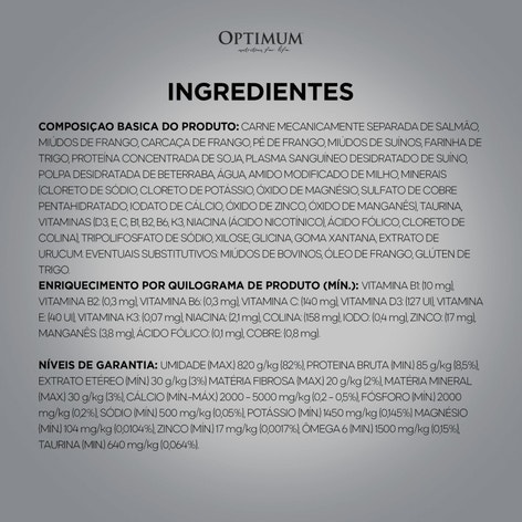 Ração Úmida OPTIMUM™ Sachê para Gatos Adultos Sabor Salmão 85g image 1