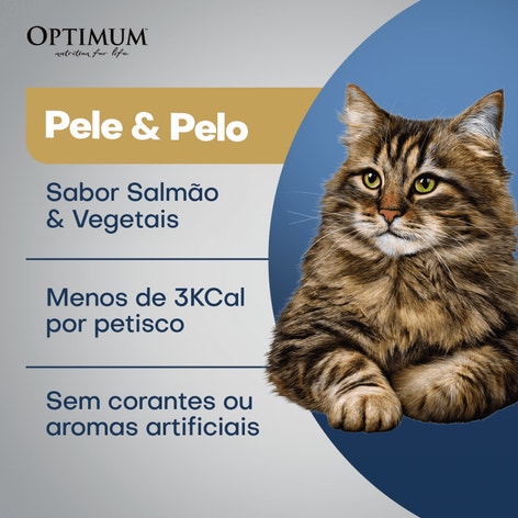 Petisco OPTIMUM™  Pele e Pelo para Gatos Adultos Sabor Salmão e Vegetais 80g image 1