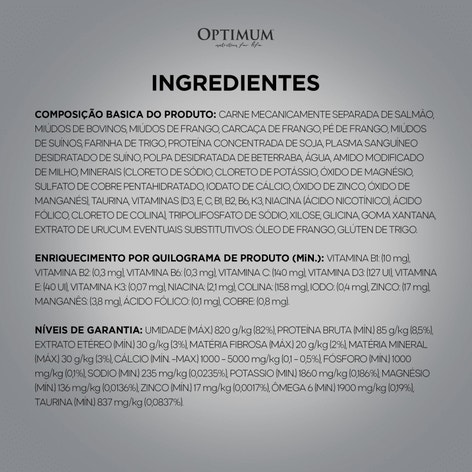Ração Úmida OPTIMUM™ Sachê para Gatos Adultos Castrados Sabor Salmão 85g image 1