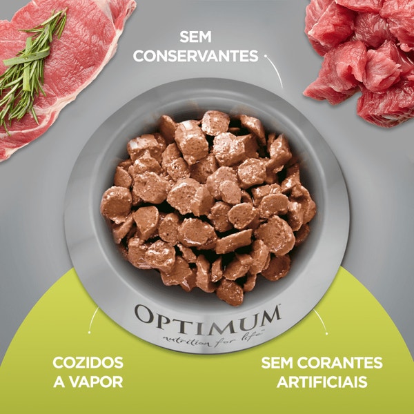 Ração Úmida OPTIMUM™ Sachê para Gatos Adultos Sabor Carne 85g image 3