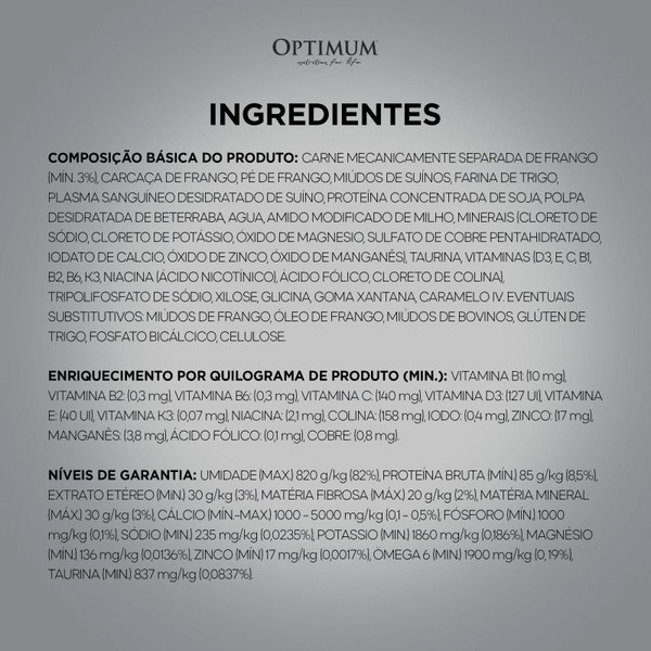 Ração Úmida OPTIMUM™ Sachê para Gatos Adultos Castrados Frango 85 g image 6