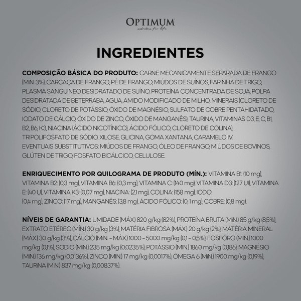 Ração Úmida OPTIMUM™ Sachê para Gatos Adultos Manutenção de Peso Frango 85 g image 6