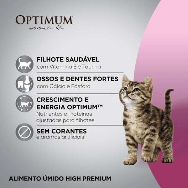 Ração Úmida OPTIMUM™ Sachê para Gatos Filhotes Frango 85 g image 2