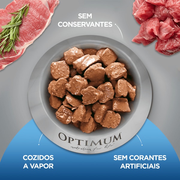 Ração Úmida OPTIMUM™ Sachê para Cães Adultos Sabor Carne 100g image 3