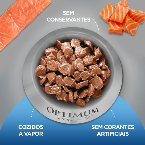 Ração Úmida OPTIMUM™ Sachê para Gatos Adultos Castrados Sabor Salmão 85g image 3