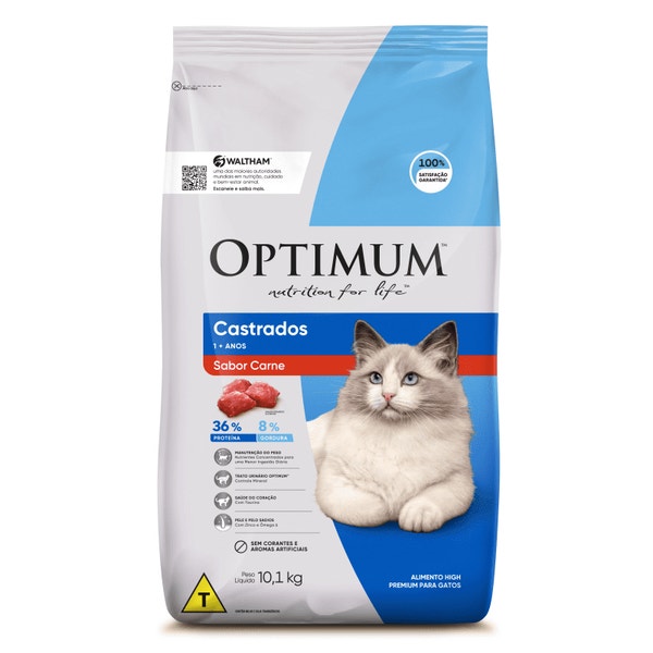 Ração OPTIMUM™ para Gatos Adultos Castrados Sabor Carne image 1