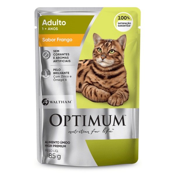 Ração Úmida OPTIMUM™ Sachê para Gatos Adultos Frango 85 g image 1