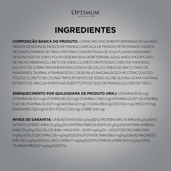 Ração Úmida OPTIMUM™ Sachê para Gatos Adultos Castrados Sabor Salmão 85g image 6