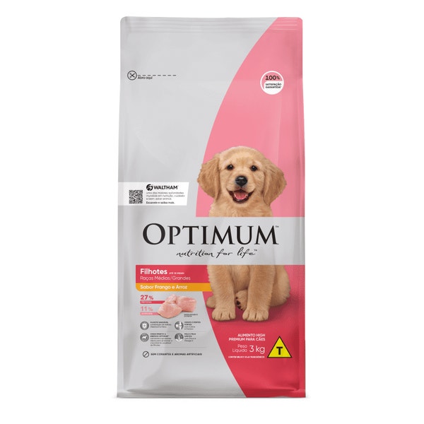 Ração OPTIMUM™ para Cães Filhotes Raças Médias e Grandes Sabor Frango e Arroz image 1