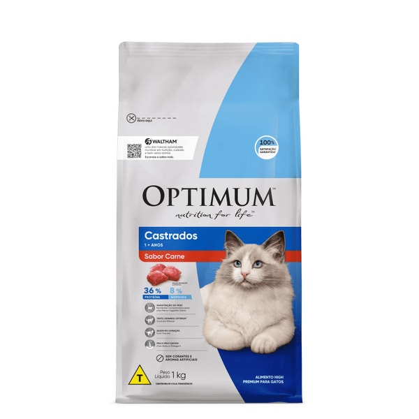 Ração OPTIMUM™ para Gatos Adultos Castrados Sabor Carne image 1