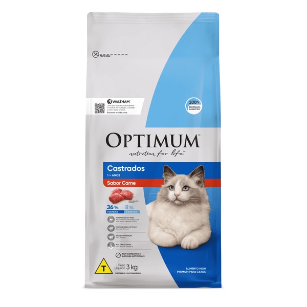 Ração OPTIMUM™ para Gatos Adultos Castrados Sabor Carne image 1