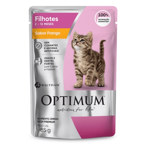Ração Úmida OPTIMUM™ Sachê para Gatos Filhotes Frango 85 g image 1