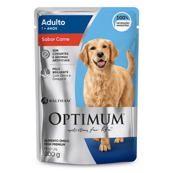 Ração Úmida OPTIMUM™ Sachê para Cães Adultos Sabor Carne 100g image 1